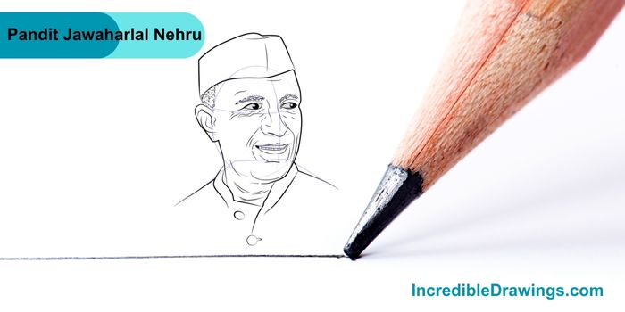 How to draw Pandit Jawaharlal Nehru Face step by step