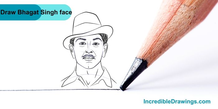 How to Draw Shaheed Bhagat Singh Face step by step